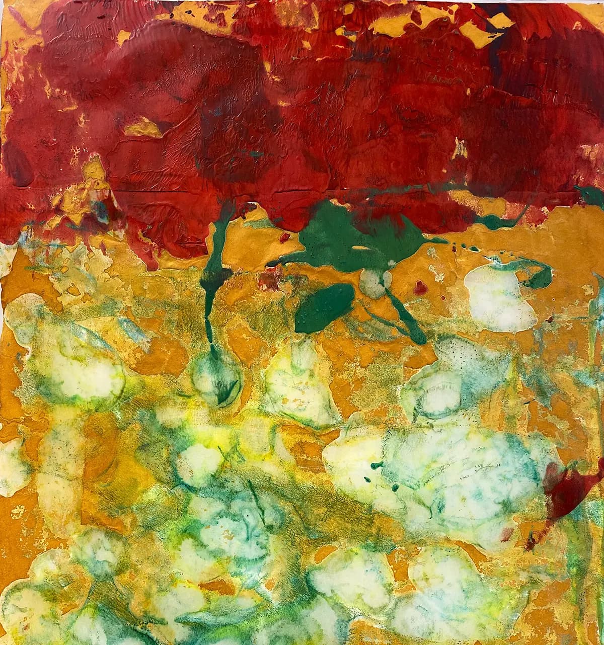 Love Lies Bleeding — Encaustic on board · 12" × 12"