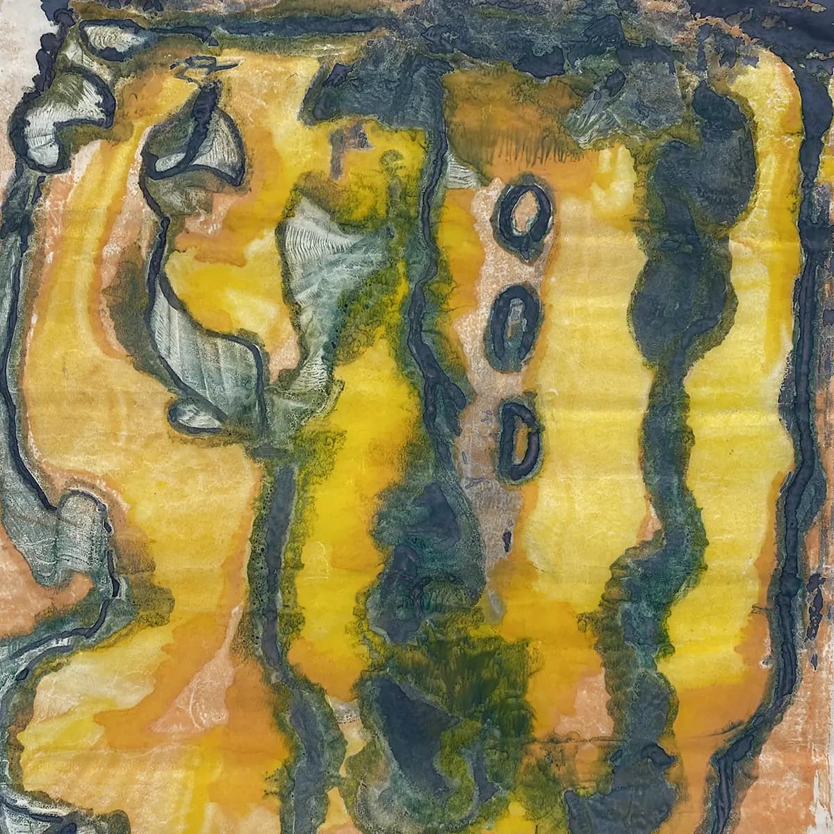 Meander — Encaustic on board · 12" × 12"