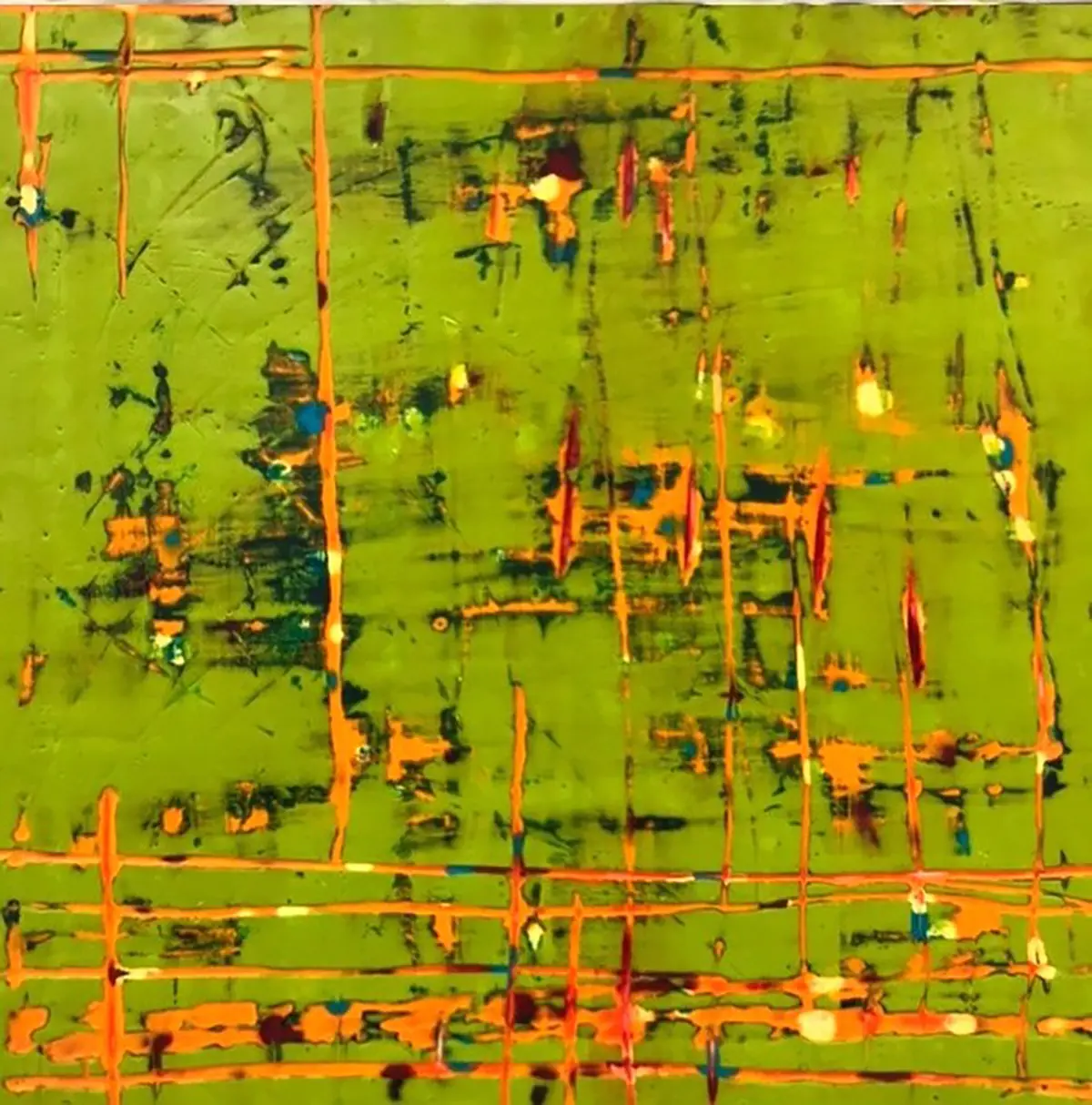 How Does Your Garden Grow? — Encaustic on panel · 12" × 12"