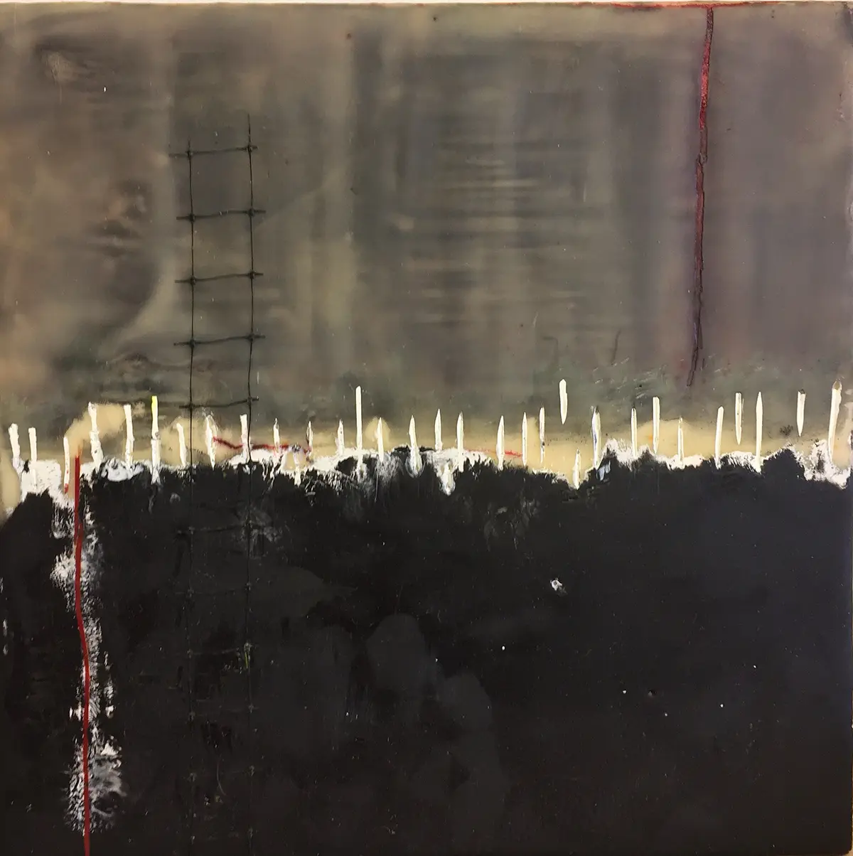When the Moon is the Only Light We'll See — Encaustic on panel · 12" × 12"