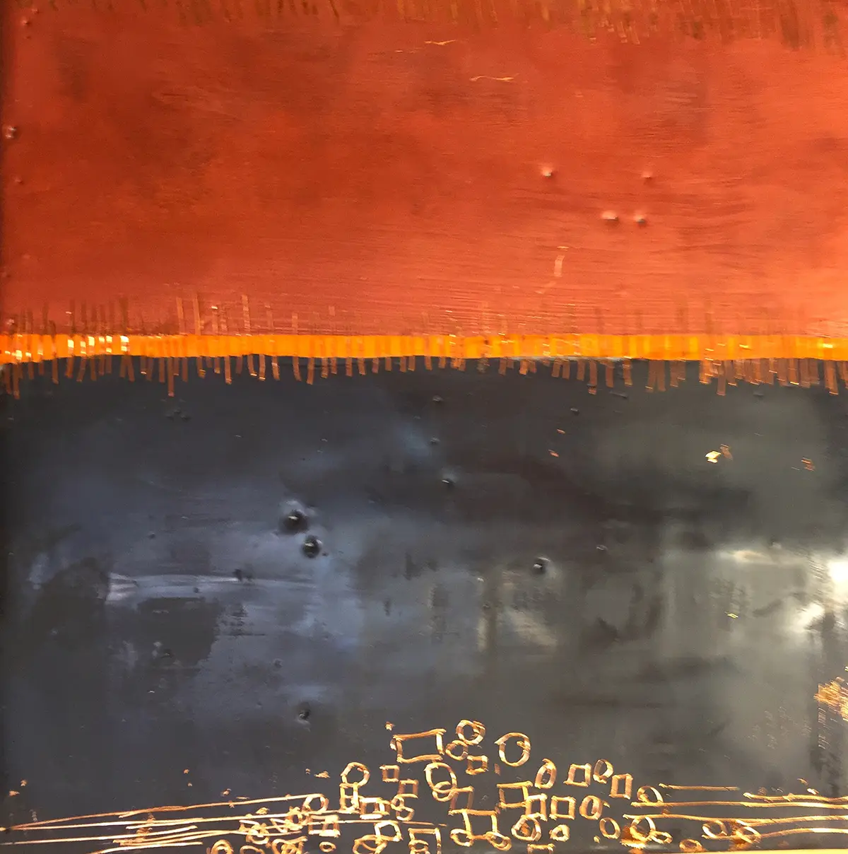 Running Man — Encaustic on panel · 10" × 10"