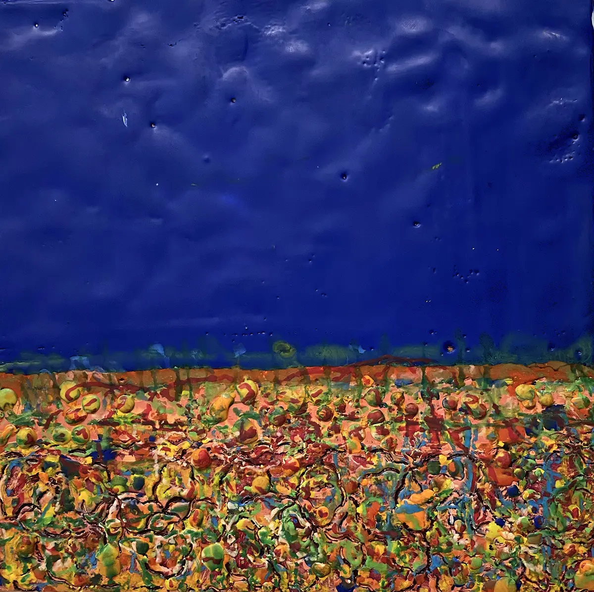 Candy Field — Encaustic on panel · 8" × 8"