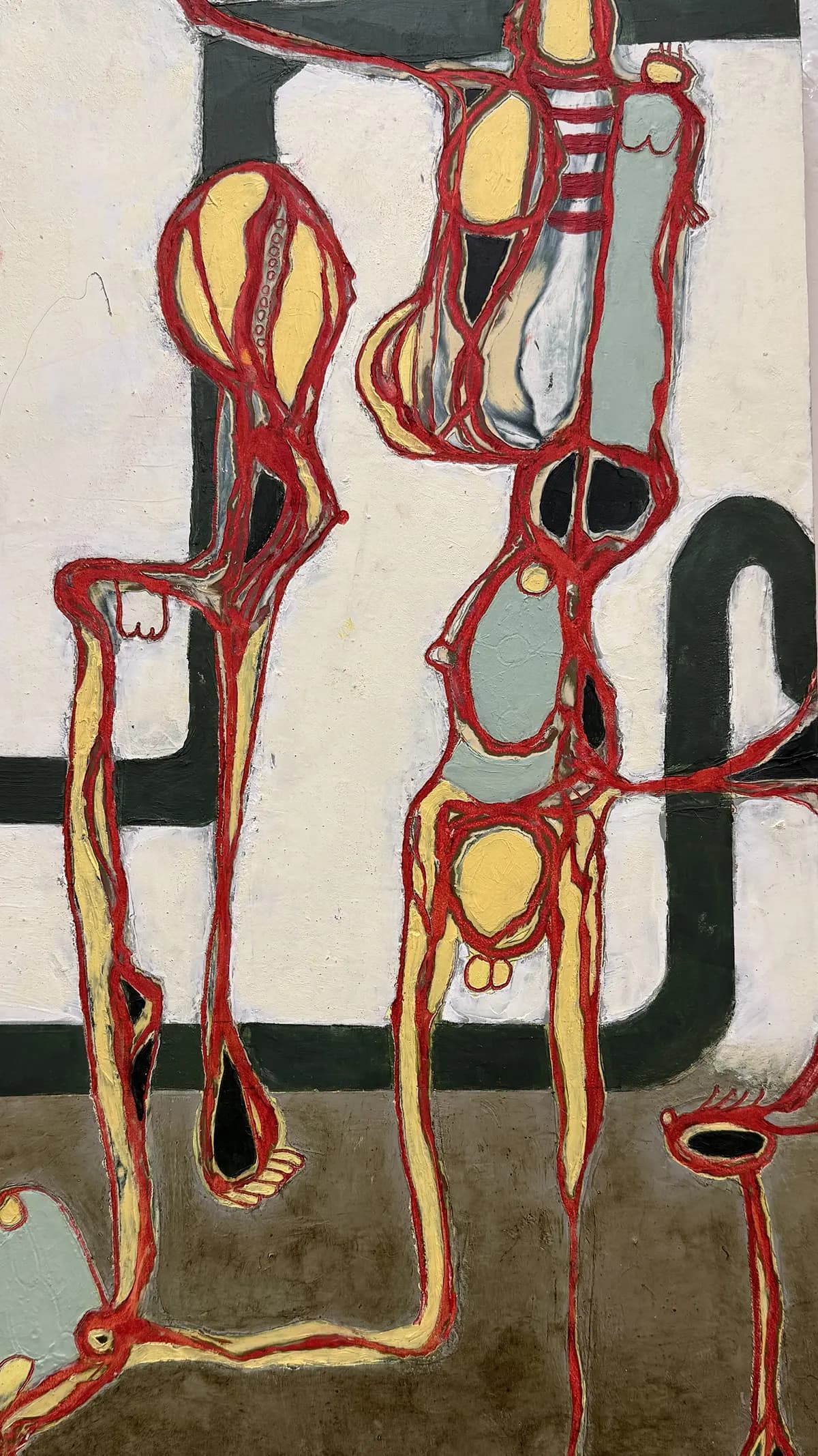 Tech Bro Toadies — Oil & cold wax on board · 24" × 12"