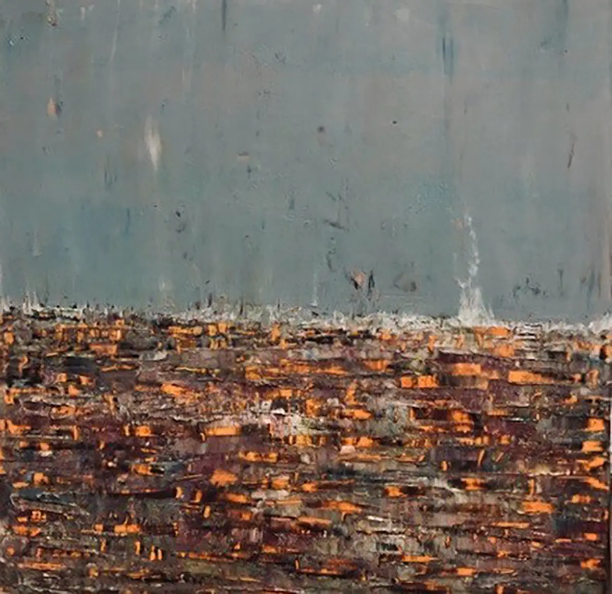 Bedrock — Oil & cold wax on board · 16" × 16"
