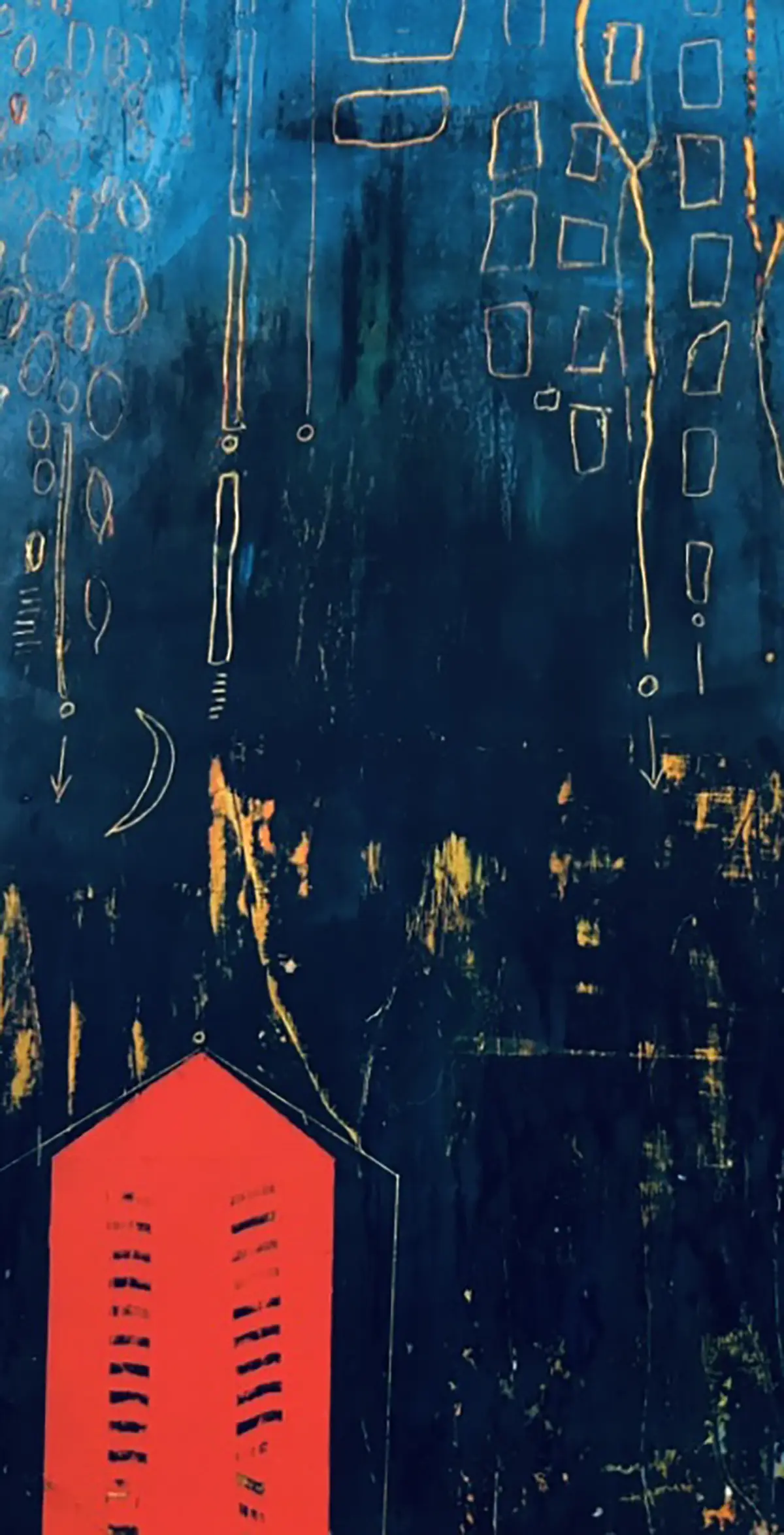 La Casa Roja — Oil & cold wax on board · 18" × 12"