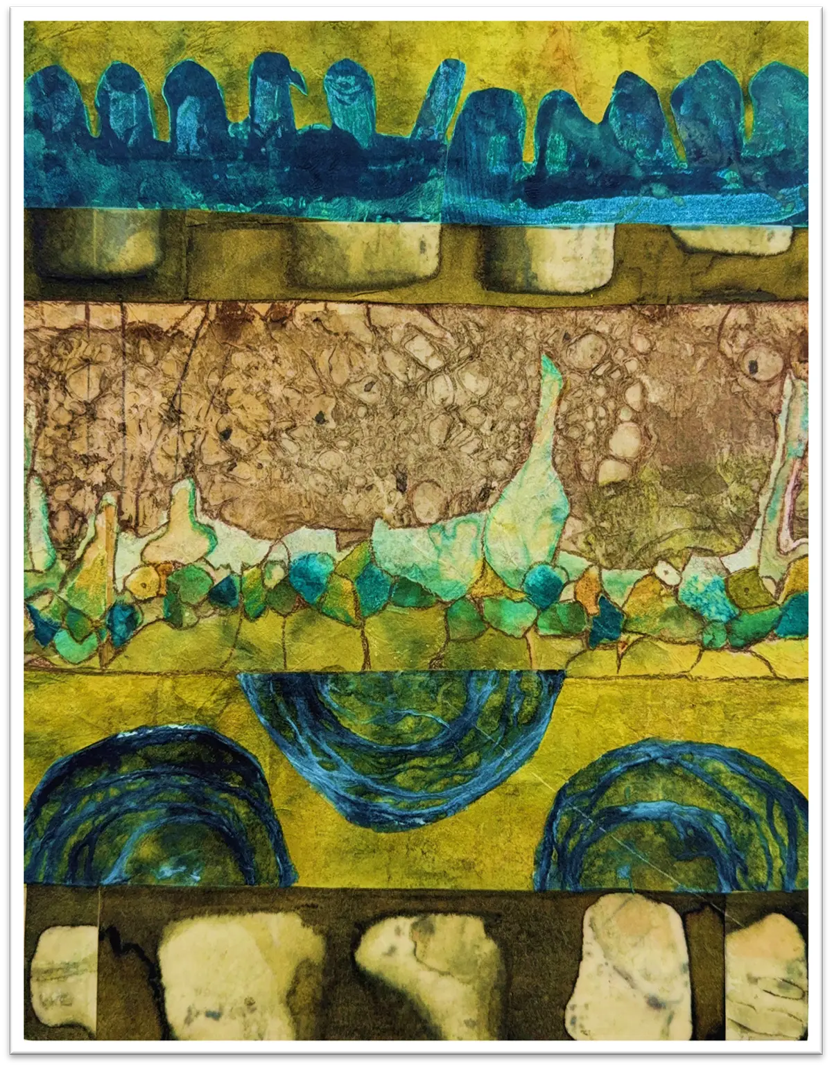Sea Glass — Wax based collage on panel · 16" × 12"
