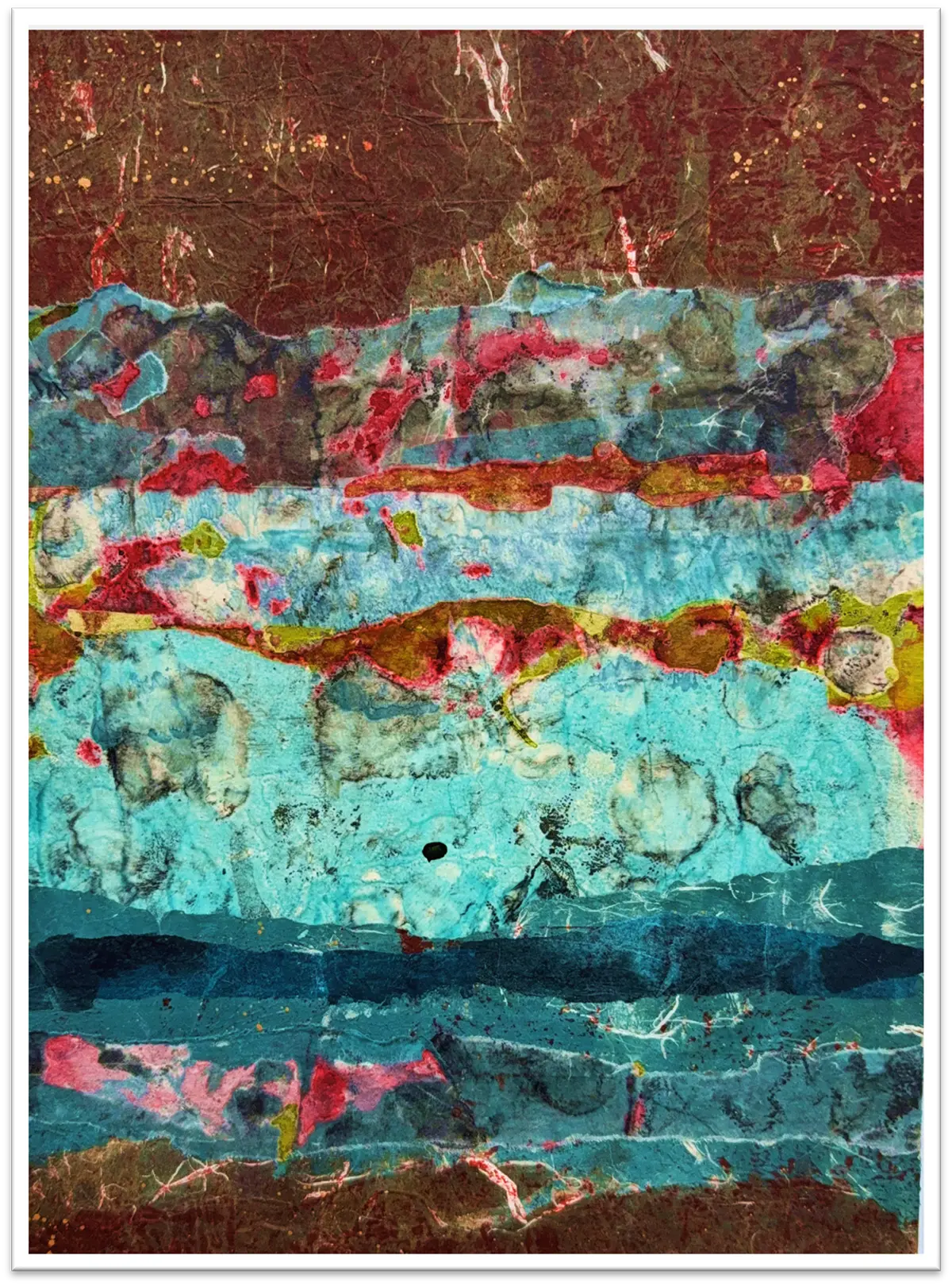 Tempest — Wax based collage on panel · 18" × 14"