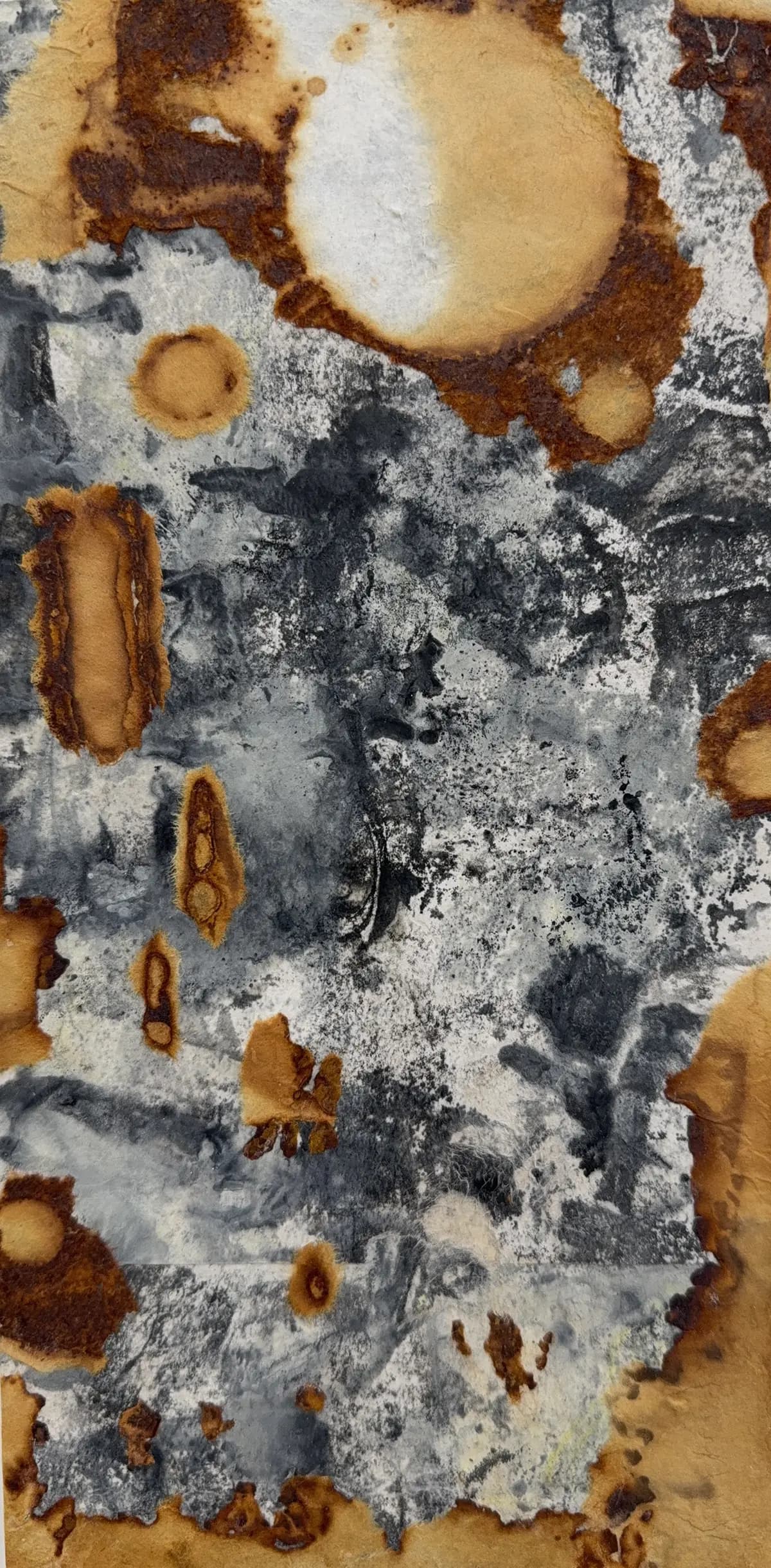 Artemis 2 — Wax based collage on panel · 12" × 6"