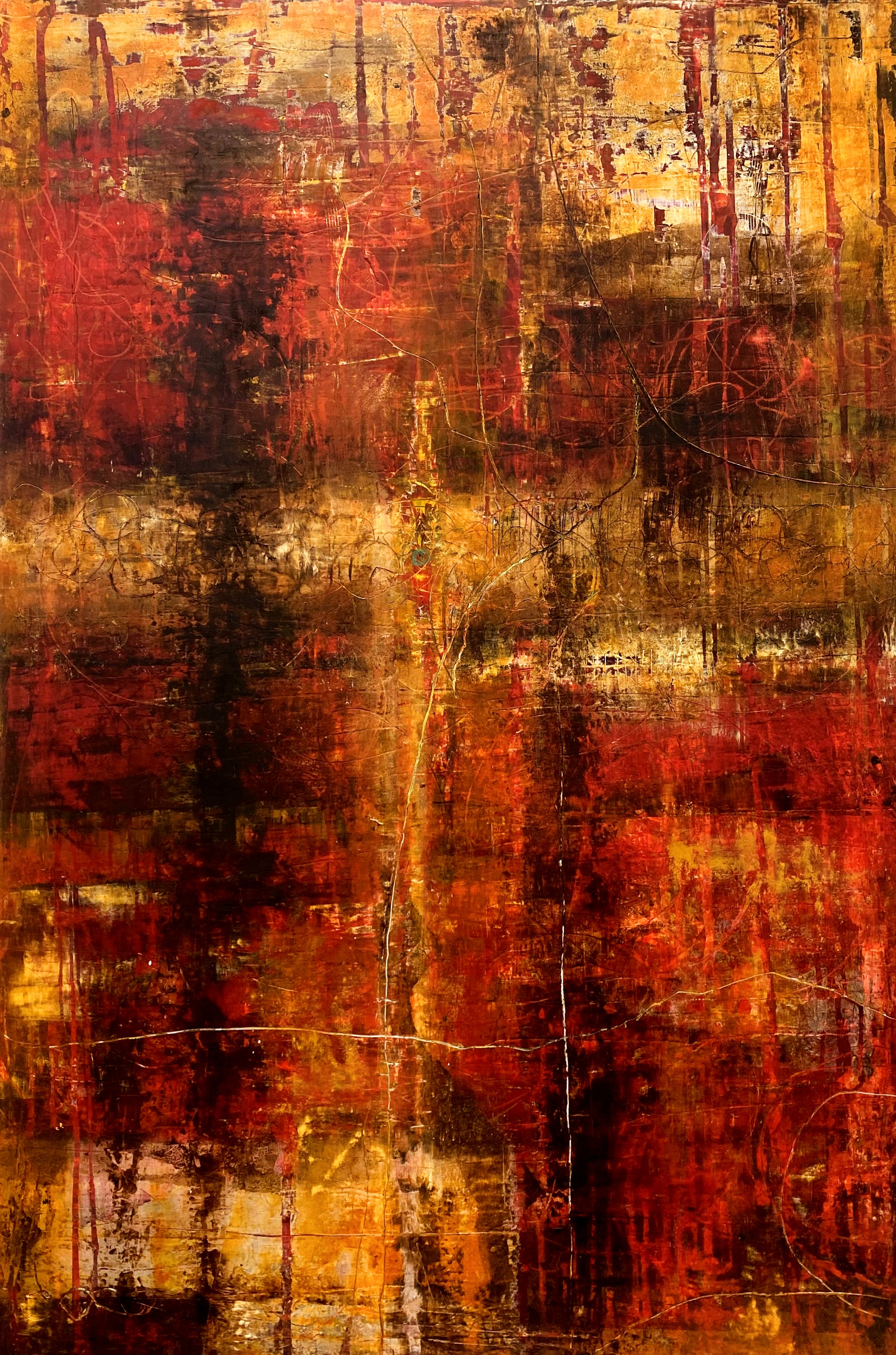 Things We Left Unsaid — Pigments, paper, oil & cold wax on board · 24" × 36"