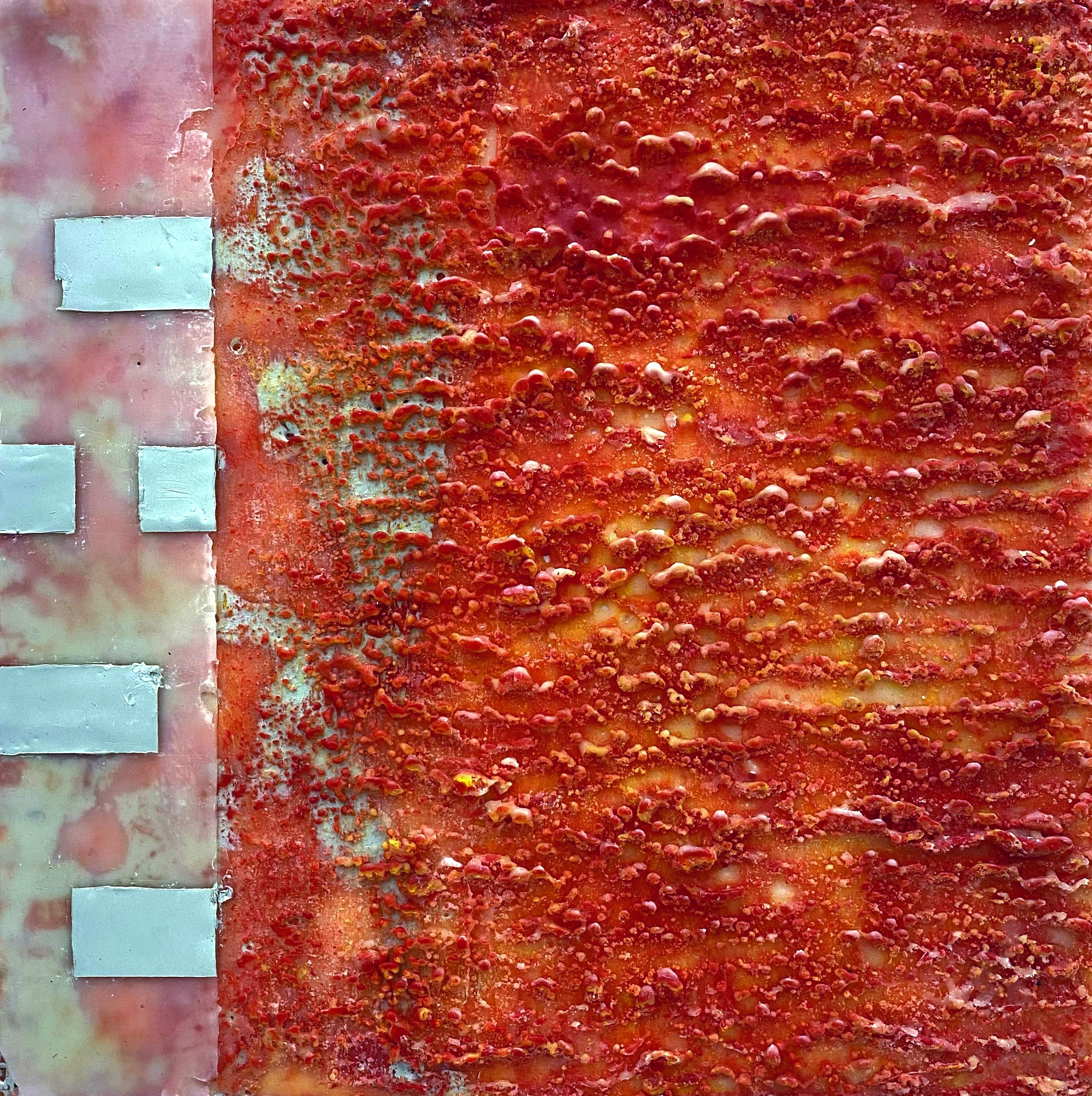Flesh Wound — Encaustic on board · 16" × 16"