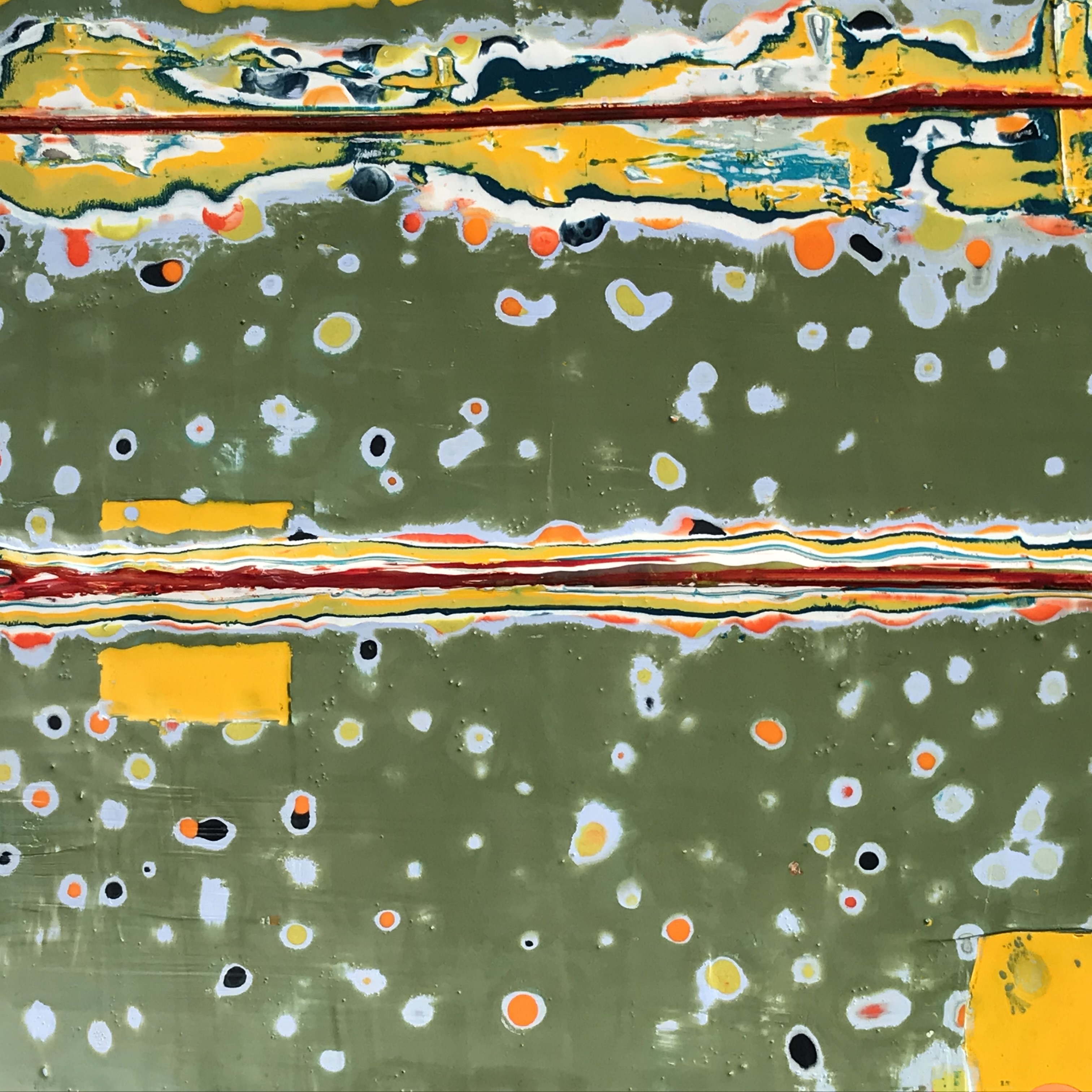 Outbreak — Encaustic on board · 14" × 14"