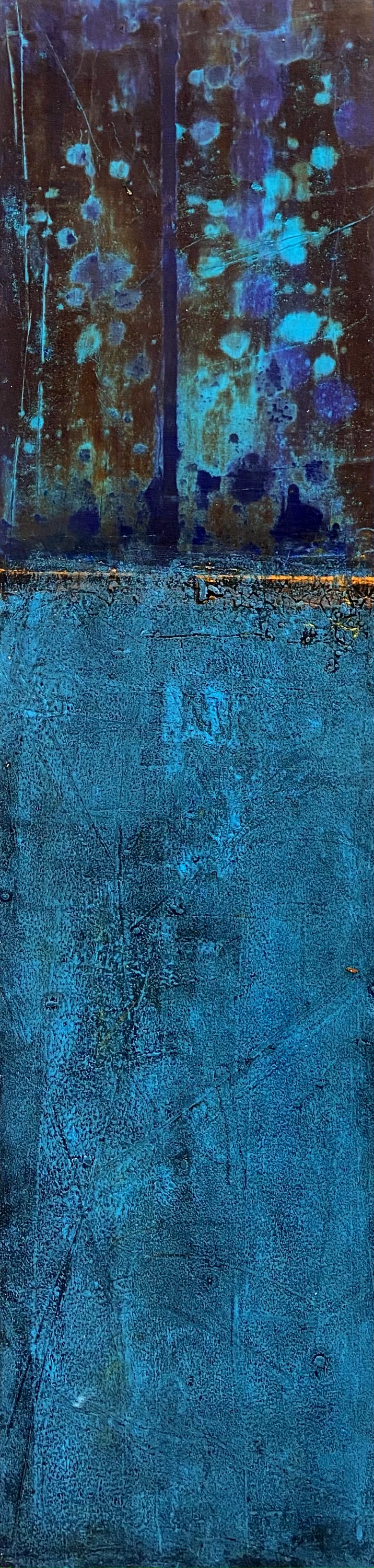 Night's Call Diptych — Oil & cold wax on board · 6" × 24" each
